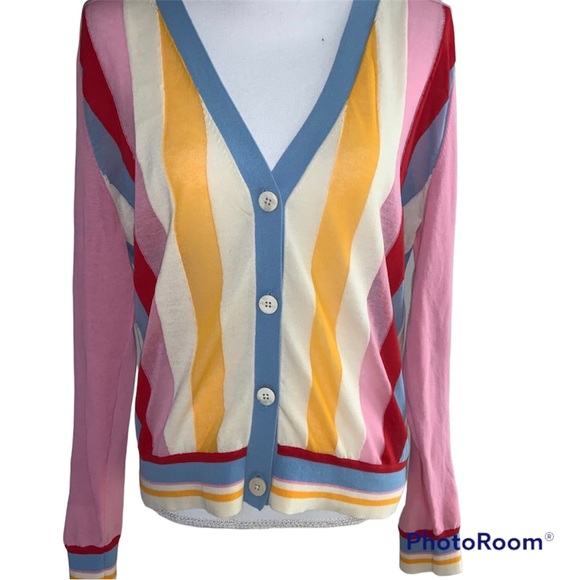 Diane von Furstenberg Colorblock Stripe Cardigan - Picture 7 of 15